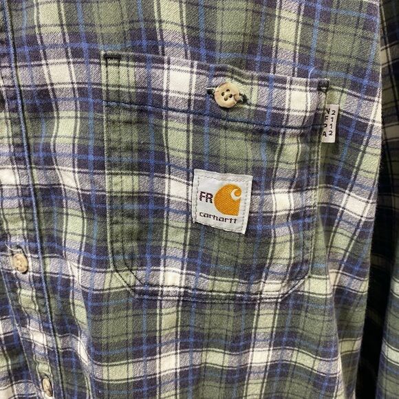 Carhartt Big & Tall Flame Resistant Classic Plaid Long Sleeve Shirt Size 2XL T - Picture 2 of 8